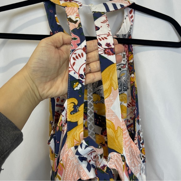 Womens Dress Small? Floral Printed Halter Cinch Waist A Line Dress - Picture 9 of 16